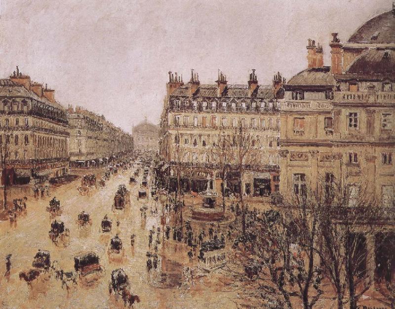 Camille Pissarro rain in the French Theater Square china oil painting image